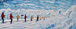 Tignes Val D'Isere Skiing snowboard painting Grande Motte