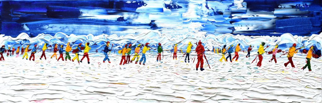 Tignes skiing painting for sale