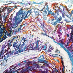 Meribel courchevel skiing painting for sale Saluire