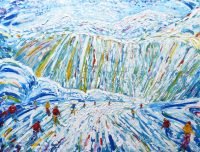 Courchevel Skiing and Snowboarding Painting For Sale