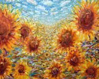 Sunflower Painting For Sale in an impressionist colourful style