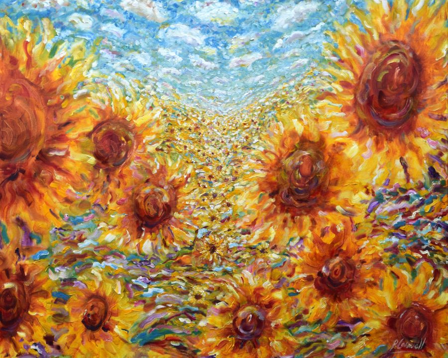 Sunflower Painting For Sale in an impressionist colourful style