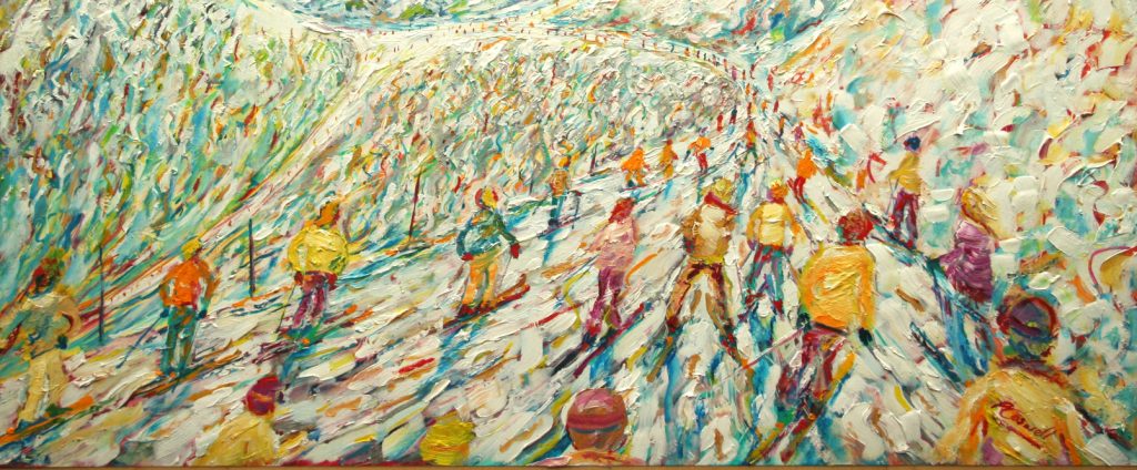 Large Skiing Paintings For sale