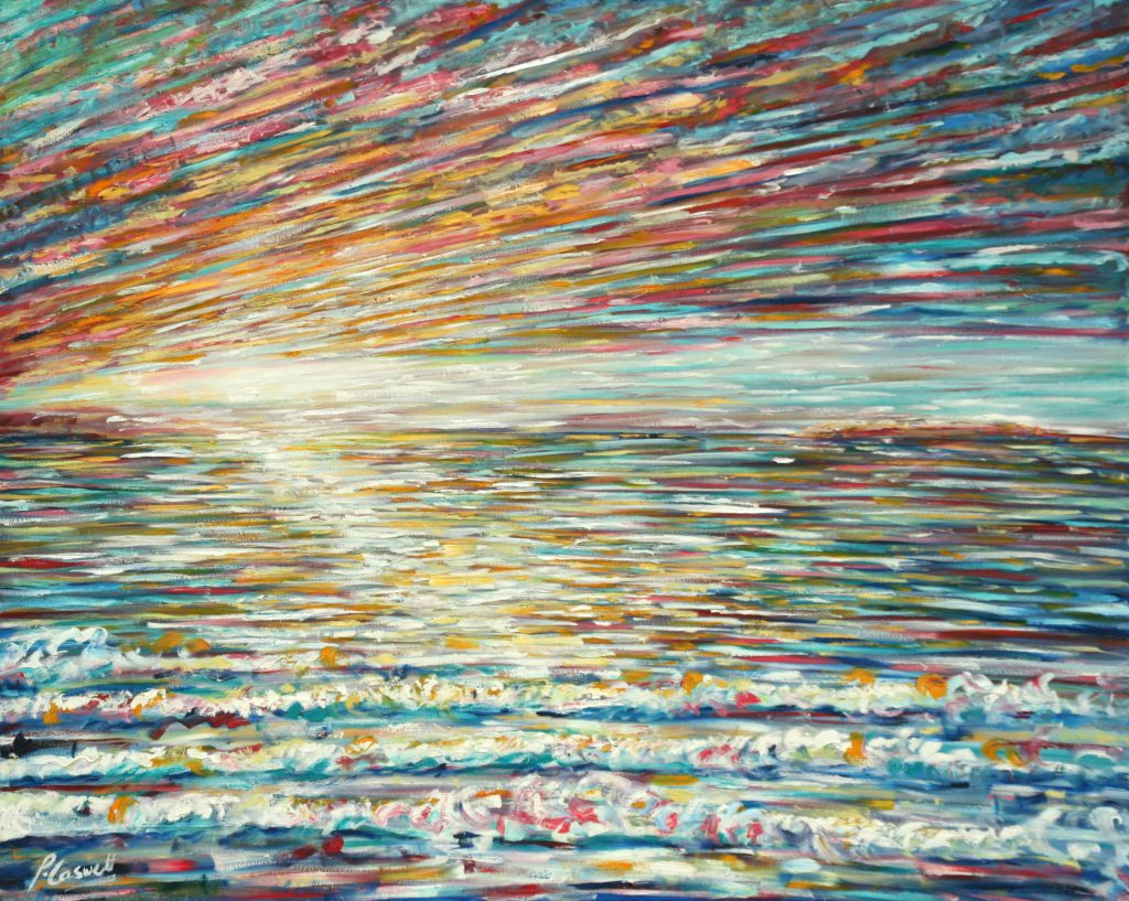 Sunset painting for sale from Down End Croyde Bay