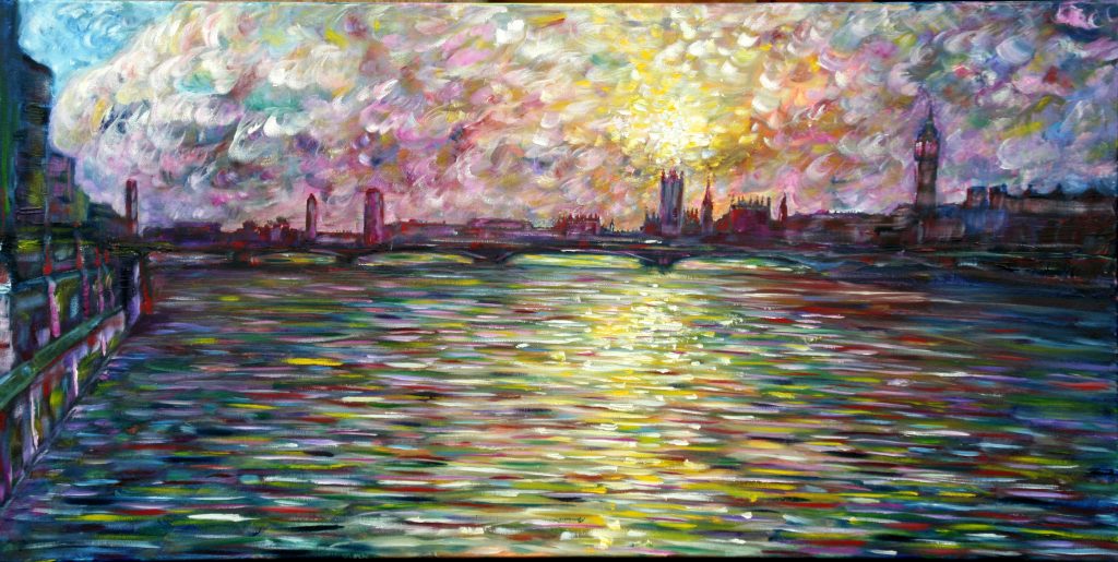 Large Paintings London Westmeinster Bridge and the Thames