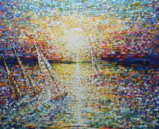 Large impressionist sailing painting Cannes South France