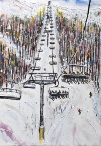 Chair Lift Ski Painting above Val d'Isere