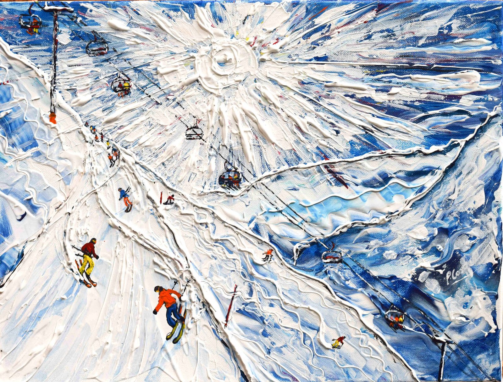 Tignes ski art painting Val d'Isere Ski Art