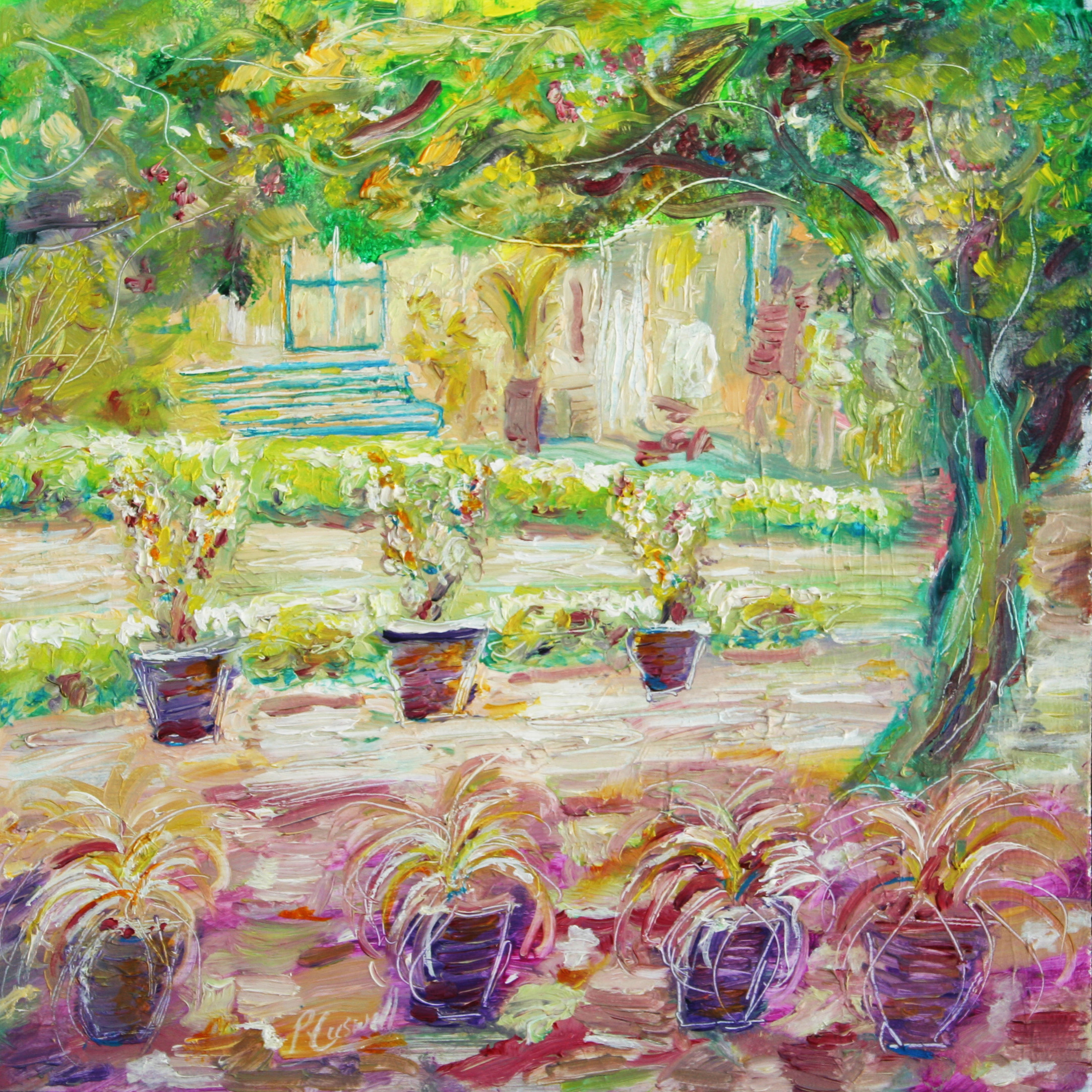 India Garden Oil Painting For Sale