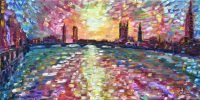 Large London Painting For Sale Westminster Bridge and River Thames