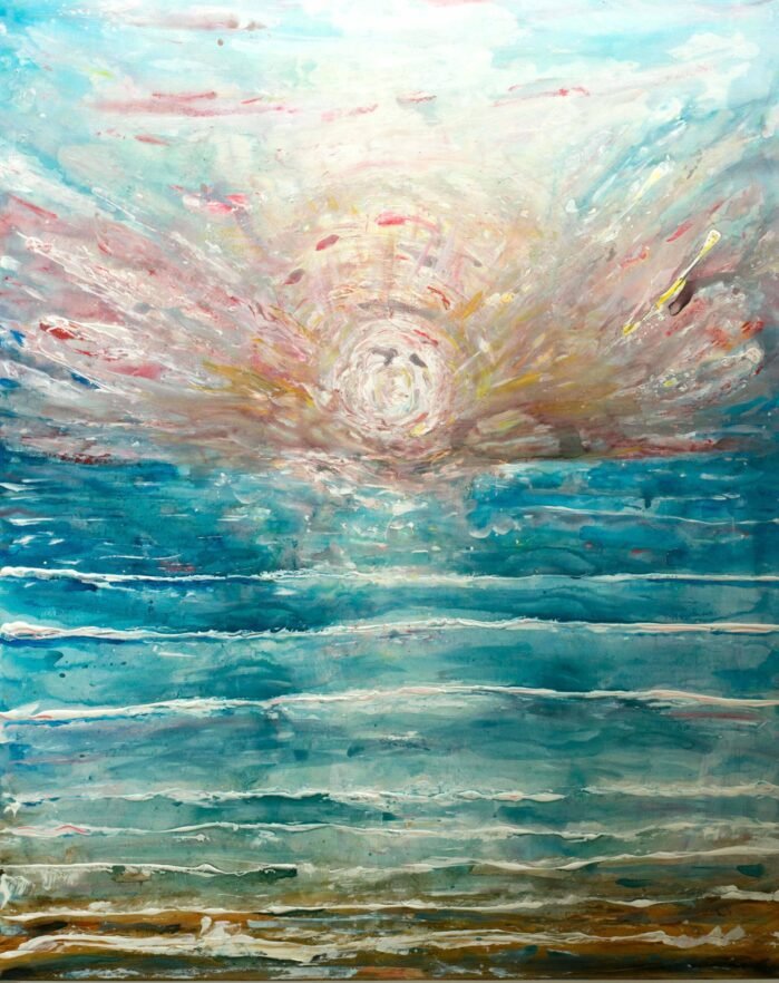very large sunset painting