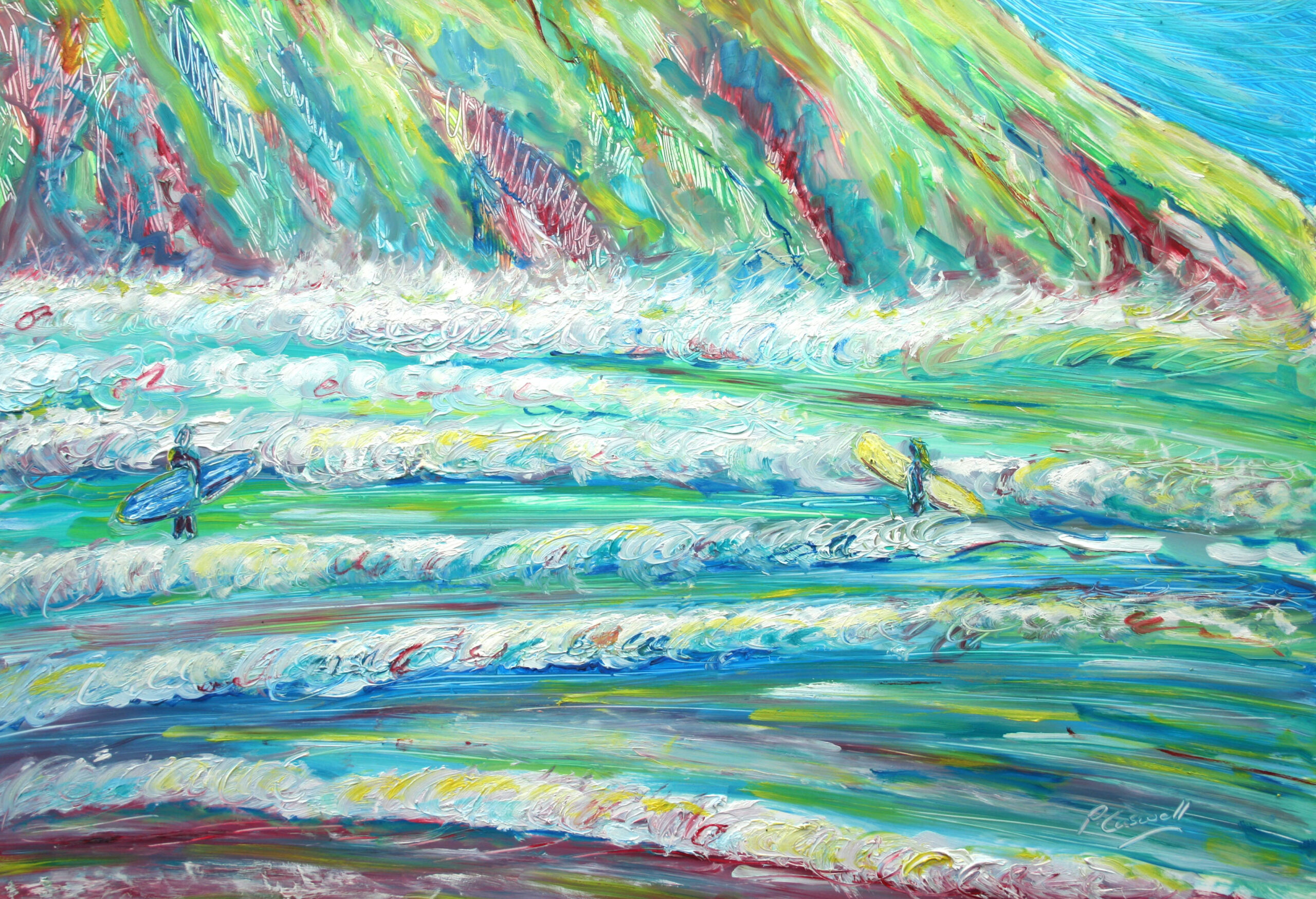 Putsborough Beach Surf Painting For Sale