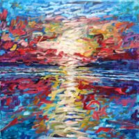 Large sunset oil painting for sale
