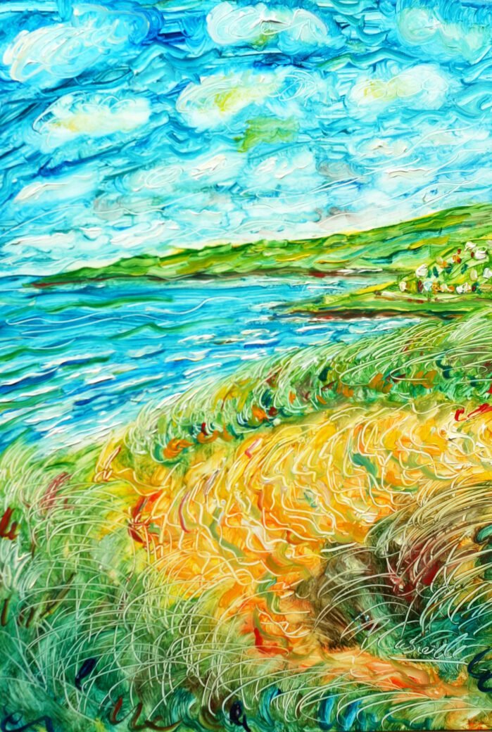 Woolacombe painting for sale from the sand dunes - Image 1