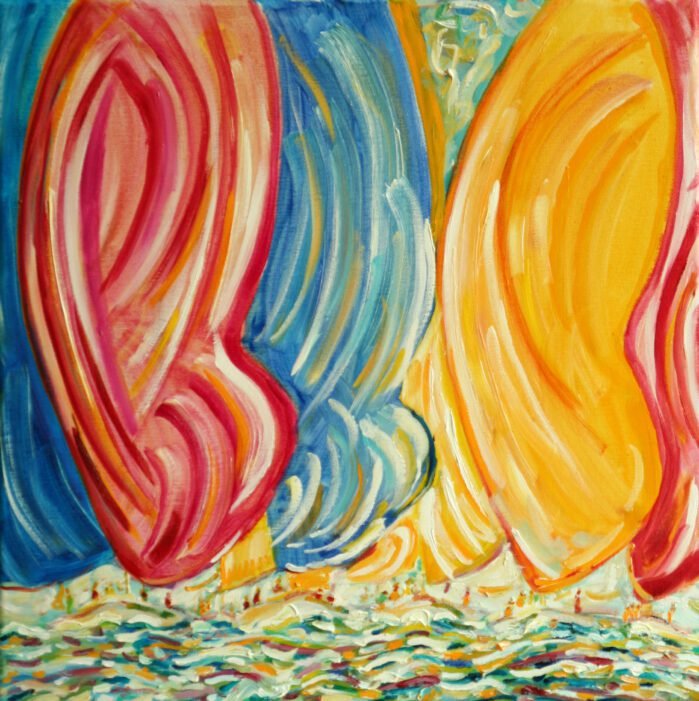 Sailing with spinnakers painting for sale - Image 1