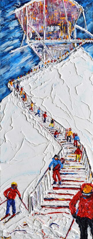 Verbier Mount Fort skiing painting for sale