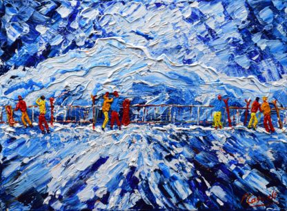 Verbier Mt Fort Four Valleys skiing snowboarding paintings for sale