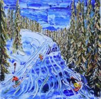 Verbier Ski Painting For Sale. Etierces Medran pistes