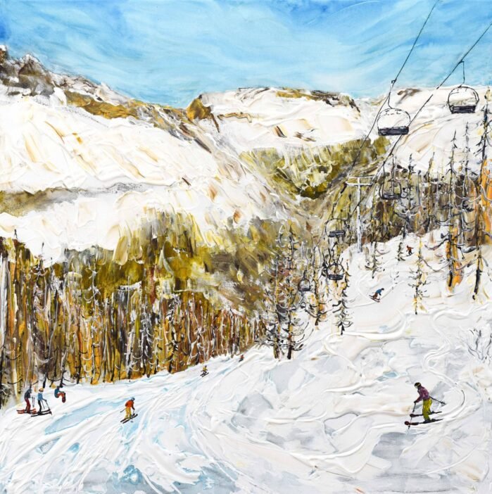 Argentiere Chamonix Ski Print and Ski Painting