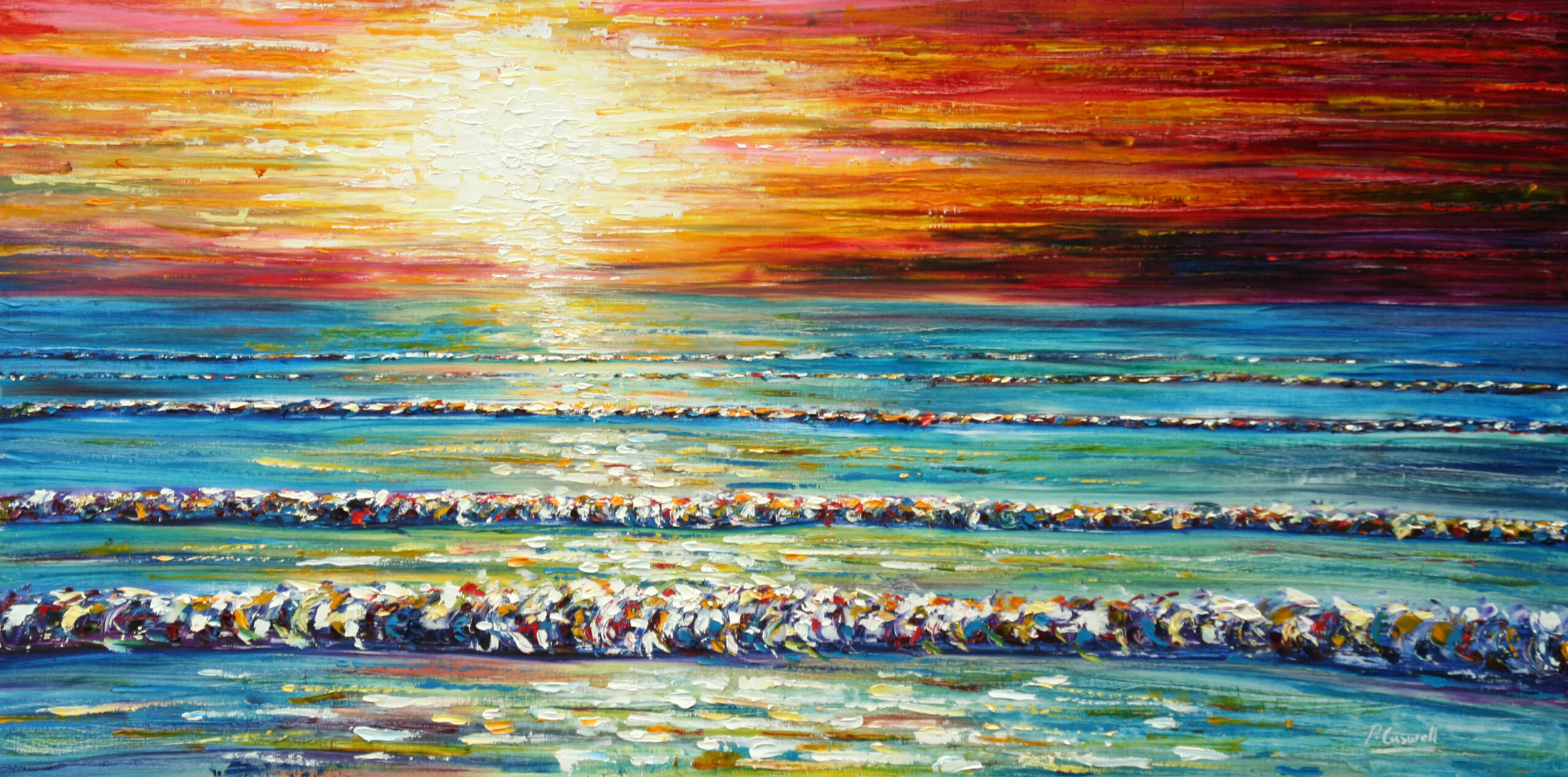 Large Sunset Oil Painting For Sale