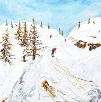 Argentiere Chamonix Ski Painting and Ski Print