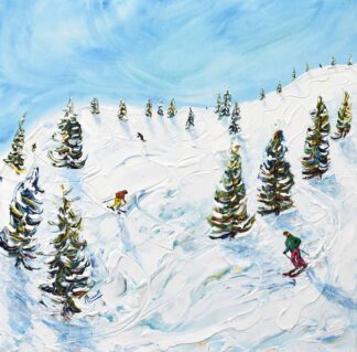 Chamonix Les Houches Ski Painting and Ski Print