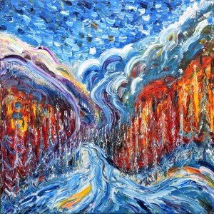 Courmayeur Mt Blanc skiing painting