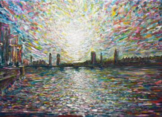 London Westminster Bridge and Big Ben oil painting of the River Thames