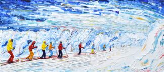 Tignes Val d'Isere Skiing Snowboard painting Grande Motte Cable Car Glacier