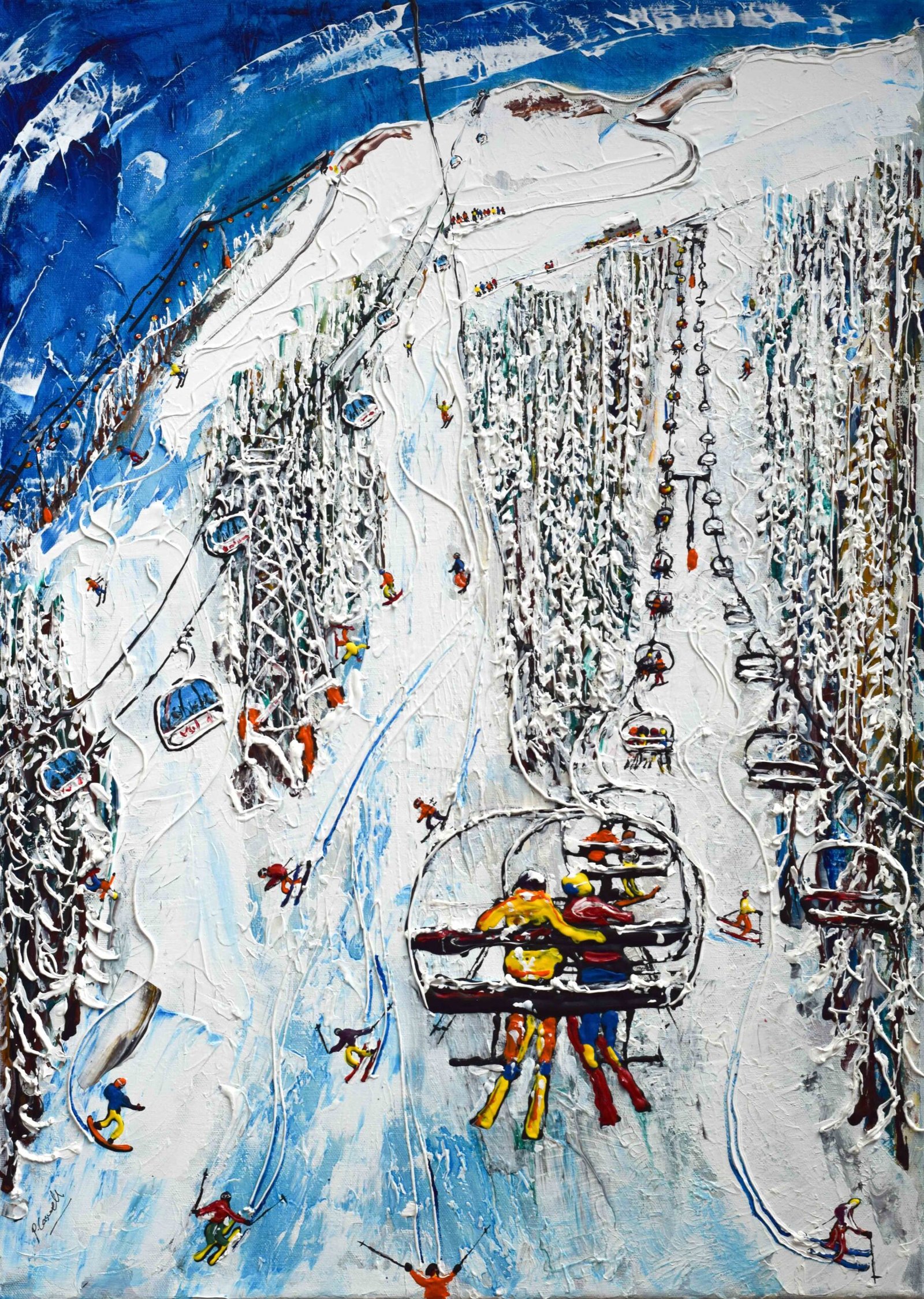 Ski Art Painting Val D’Isere Chair Lift La Face de Bellevarde – Ski Art ...