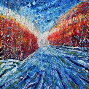 Zermatt skiing painting for sale