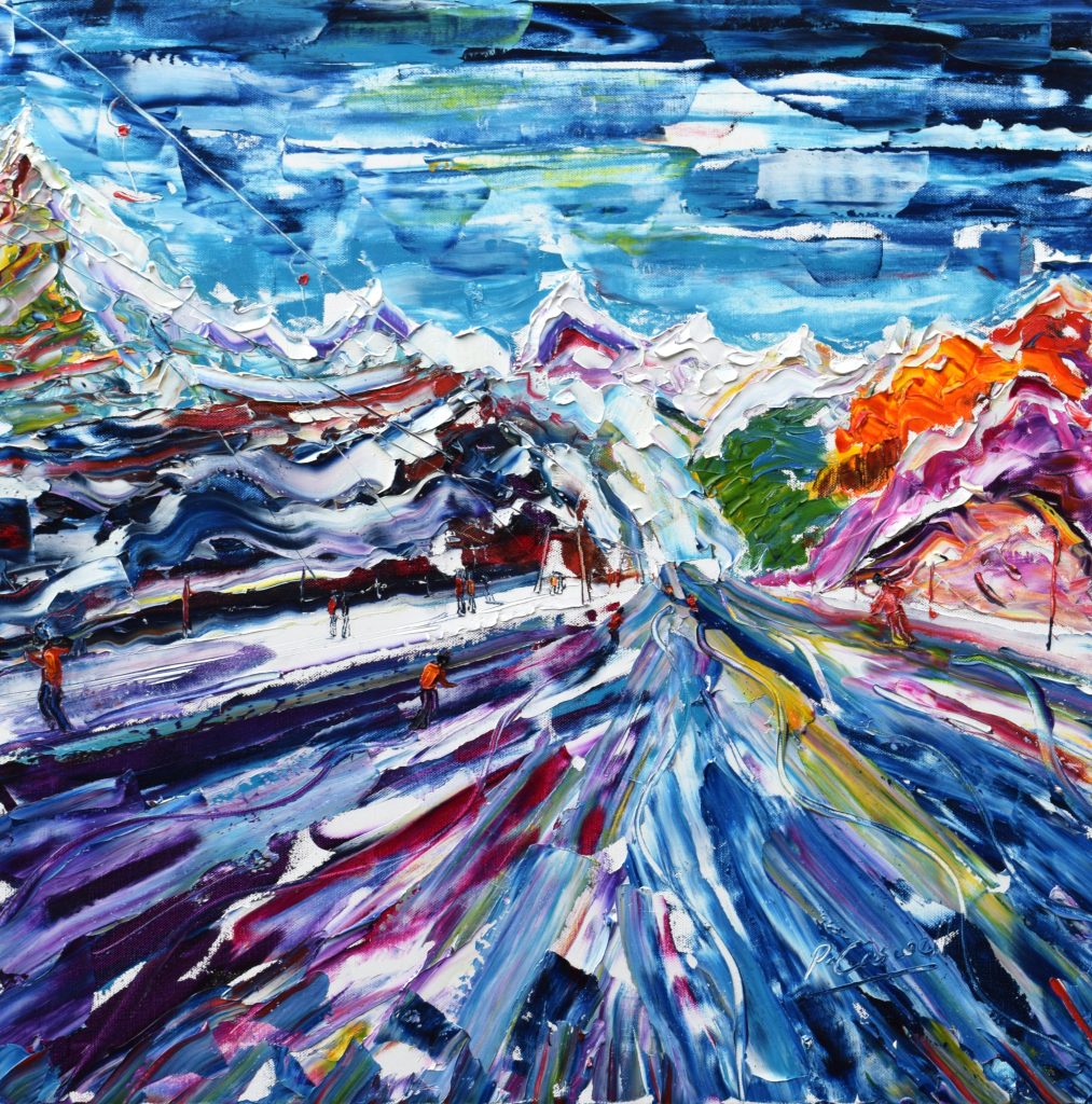 Zermatt skiing paintings for sale