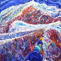 Aiguille Du Midi  on Mt Blanc at Chamonix and the Vallee Blanche Oil painting For Sale