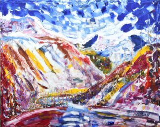 Val D'Isere Skiing snowboarding painting for sale