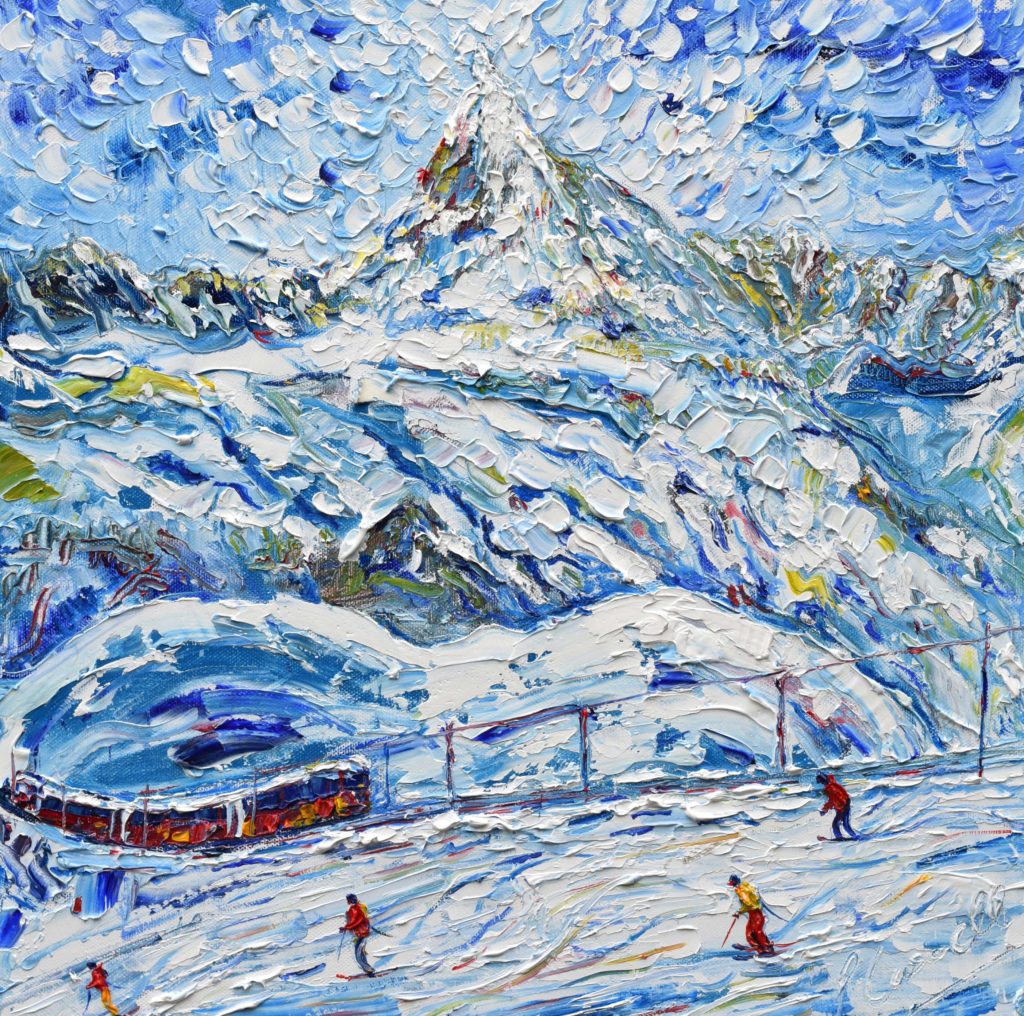 Zermatt Matterhorn Painting Gornergrat Bahn Mountain Railway