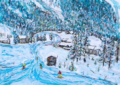 Zermatt Ski Painting and Ski Poster