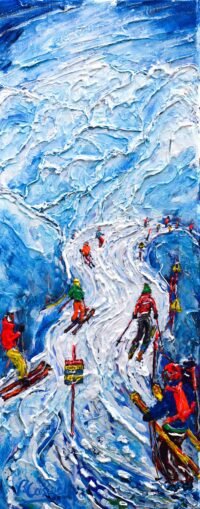 Verbier skiing painting Mt Fort