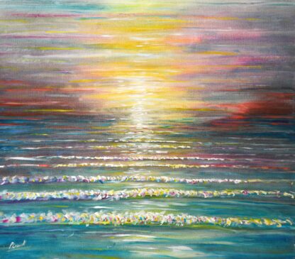 Sunset Ocean Waves Oil Painting