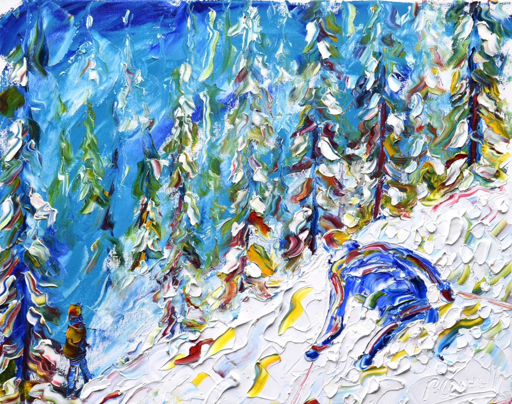 Chamonix, Chamonix Mt Blanc, Argentiere, Courmayeur, Les Grands Montets, Brévent - Flégère,Les Houches Skiing Paintings For Sale