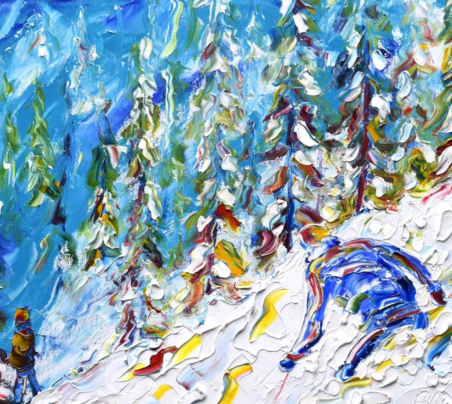 Chamonix, Chamonix Mt Blanc, Argentiere, Courmayeur, Les Grands Montets, Brévent - Flégère,Les Houches Skiing Paintings For Sale