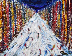 Davos Klosters skiing and snowboarding paintings and prints of ski paintings