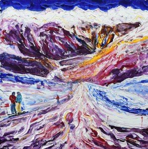 Davos Klosters skiing and snowboarding paintings and prints of ski paintings