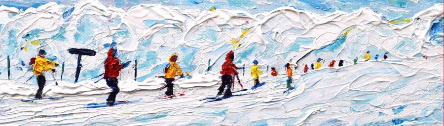 Skiing and Snowboard Paintings For Sale