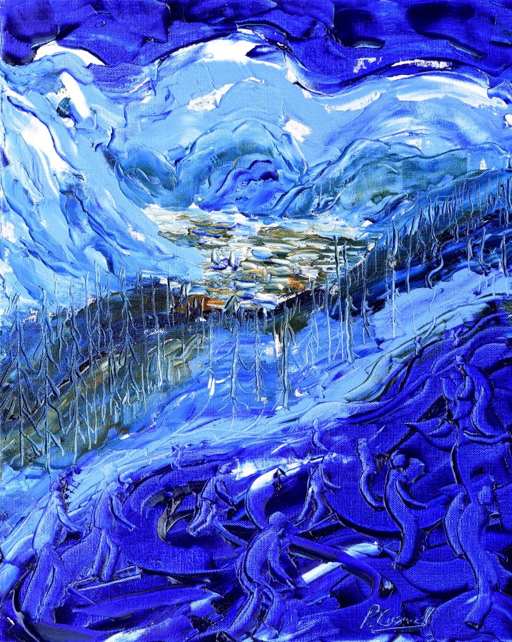Skiing Snowboarding Painting Coupe Du Monde Val D'Isere II