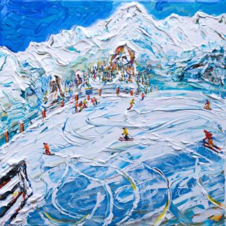 Les Arcs Skiing Painting