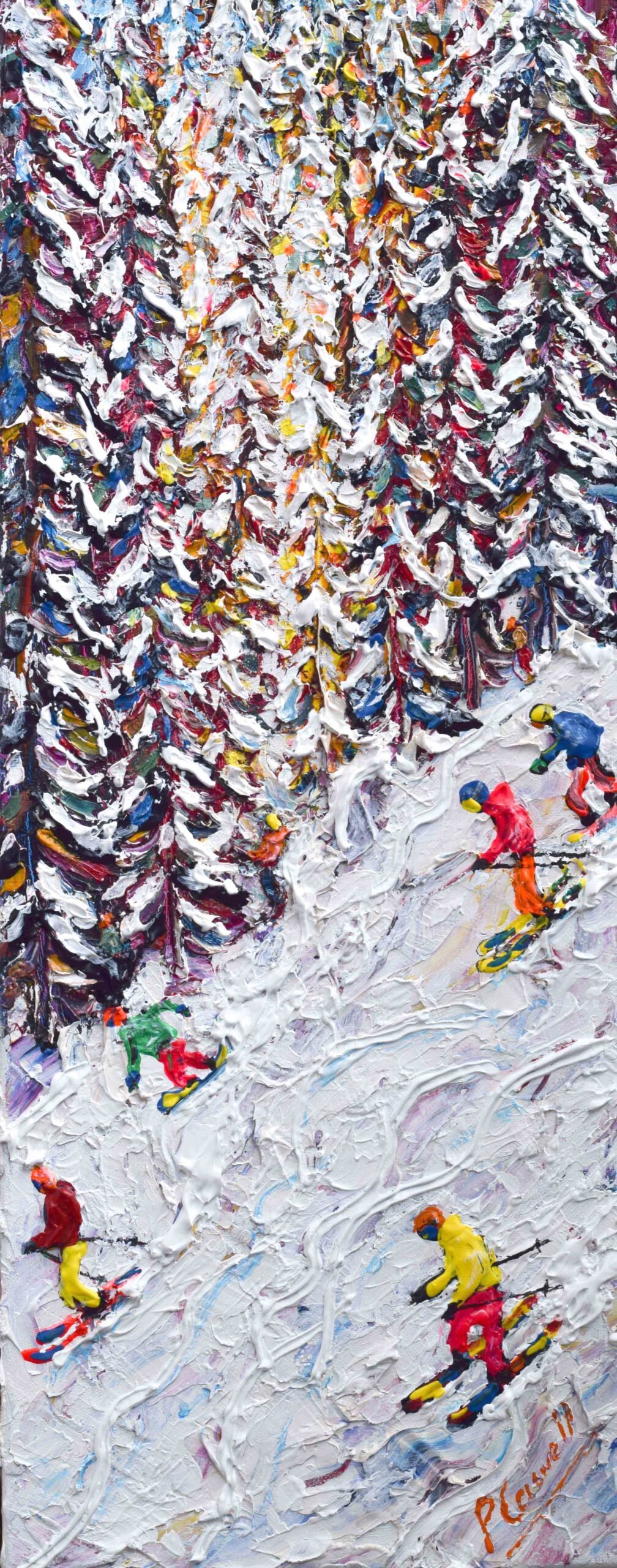 St Moritz ski painting. skiing art paintings