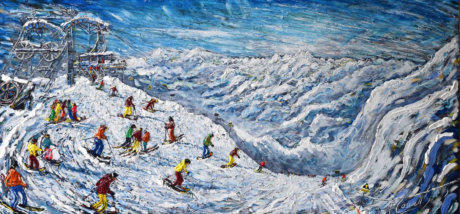 Tignes Ski Art Painting Grande Motte & Val d'Isere Ski Painting