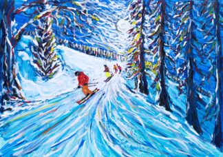 Zermatt Ski Painting and Ski Prints