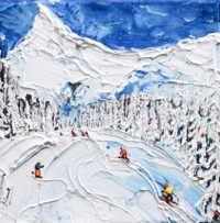 Zermatt Matterhorn Ski Painting Art