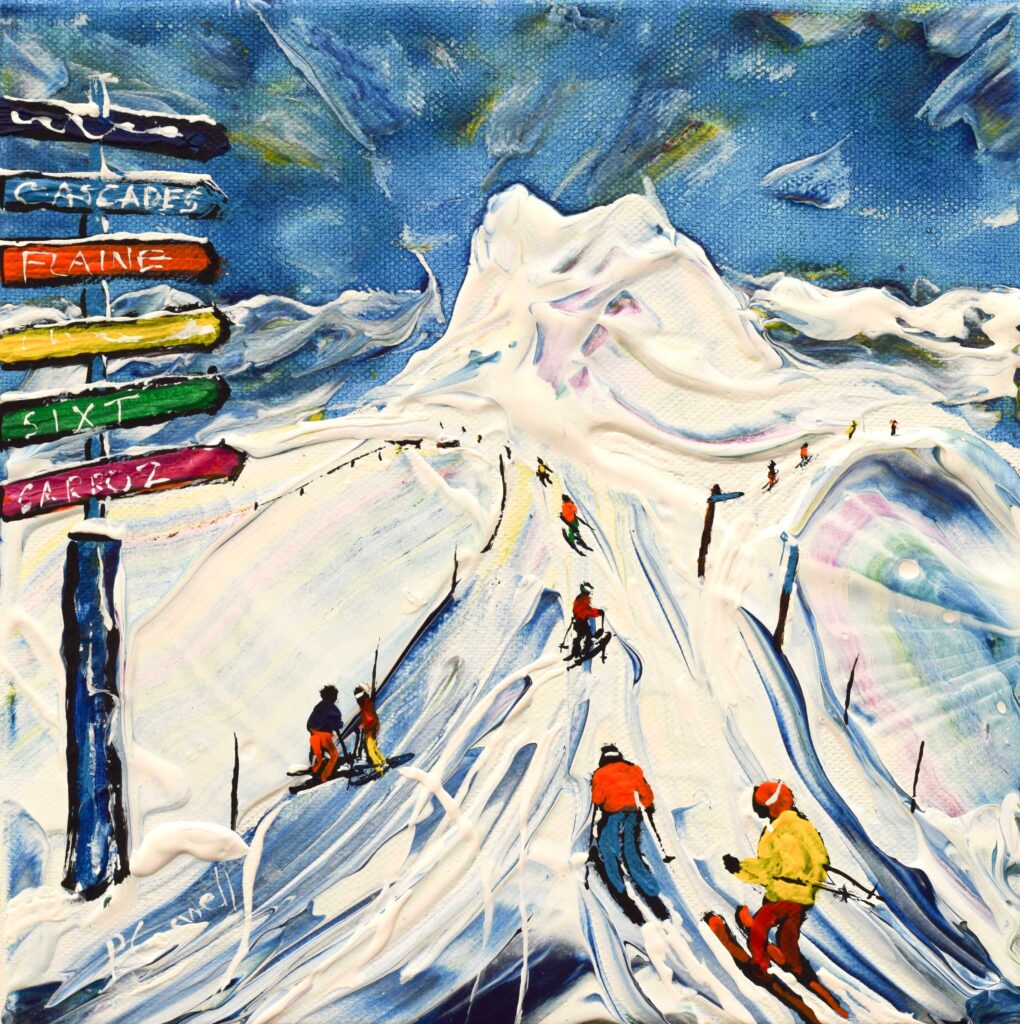 Flaine Grande Massif Ski Poster of Pete's Ski Paintings